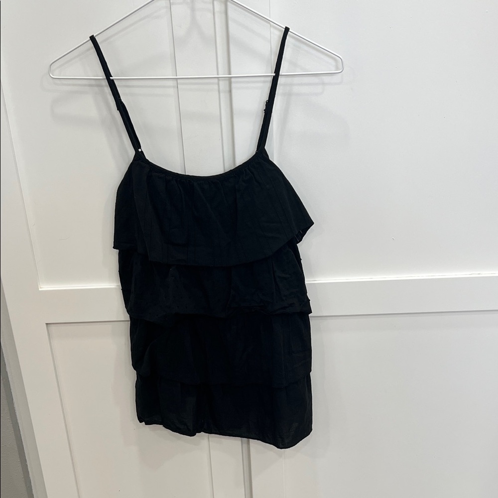 Xhilaration Elegant Black Ruffle Camisole